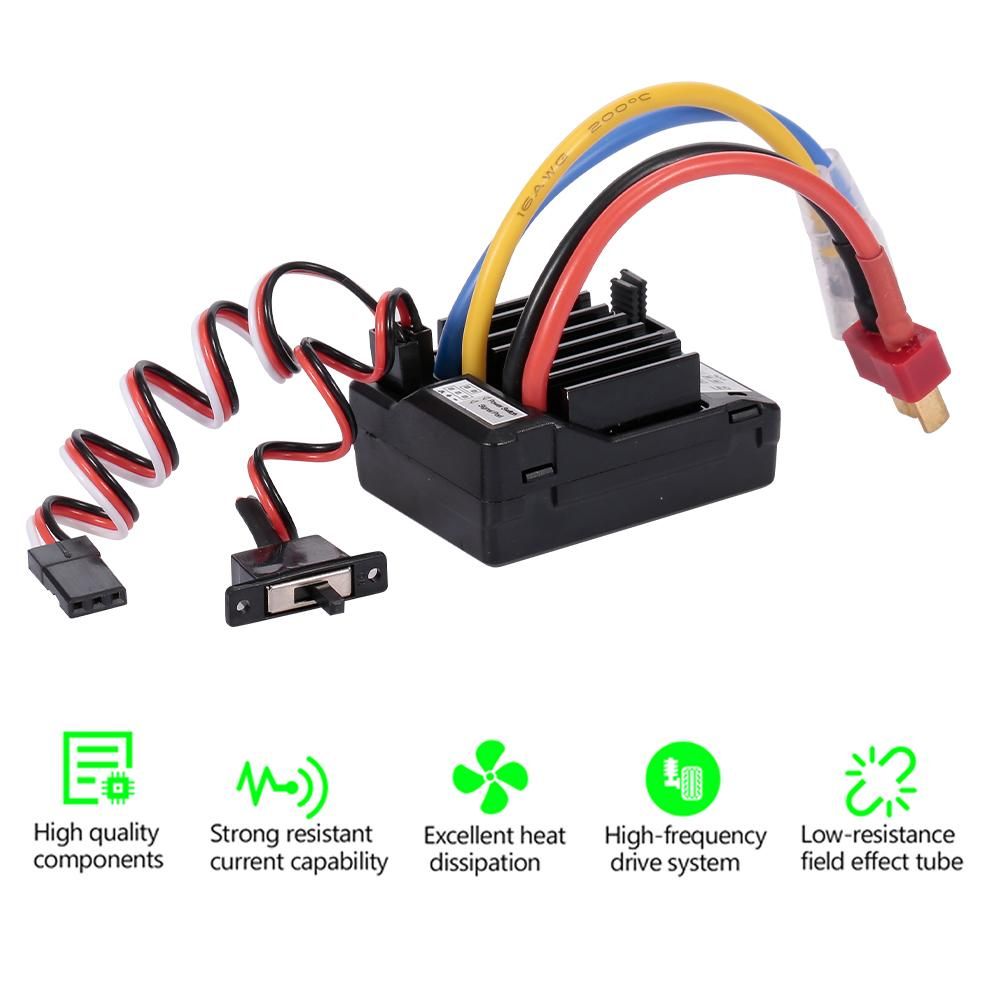 AX-D60A 60A Waterproof Brushed ESC Speed Controller for 1/10 RC Car Off-road Truck RC Boat 2S LiPo 6-8S NiMh Battery
