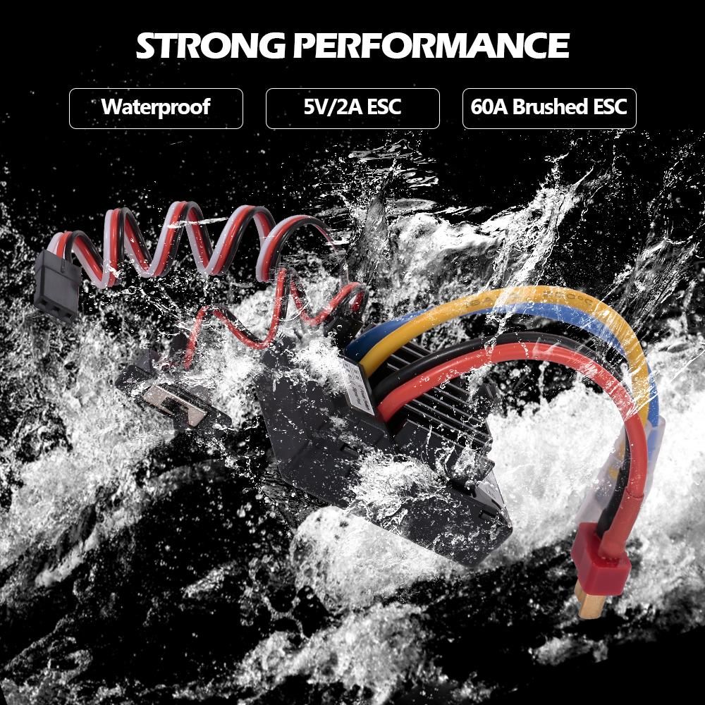 AX-D60A 60A Waterproof Brushed ESC Speed Controller for 1/10 RC Car Off-road Truck RC Boat 2S LiPo 6-8S NiMh Battery