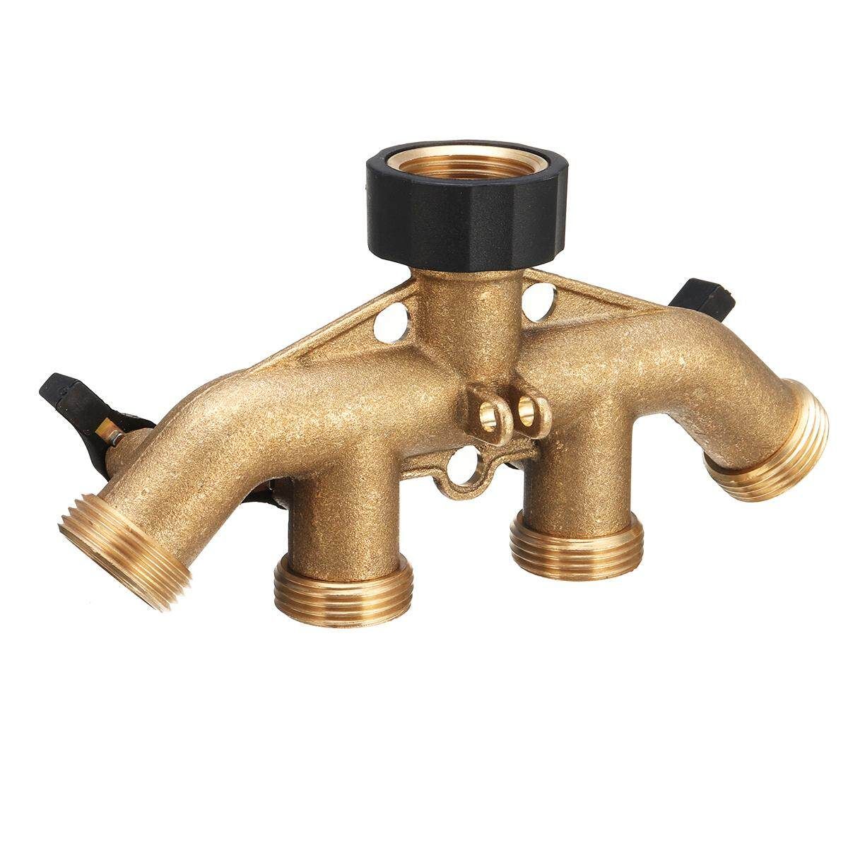 3/4" SOLID BRASS 4 WAY ADAPTOR - GARDEN TAP MULTI HOSE CONNECTOR SPLITTER