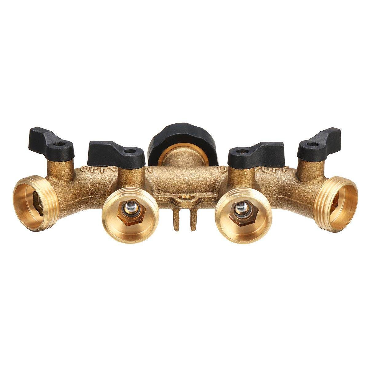 3/4" SOLID BRASS 4 WAY ADAPTOR - GARDEN TAP MULTI HOSE CONNECTOR SPLITTER