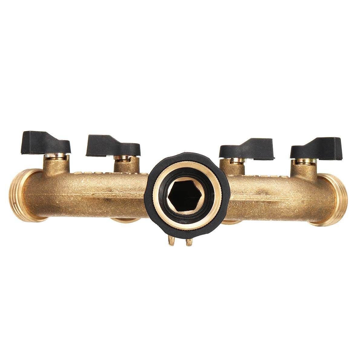 3/4" SOLID BRASS 4 WAY ADAPTOR - GARDEN TAP MULTI HOSE CONNECTOR SPLITTER