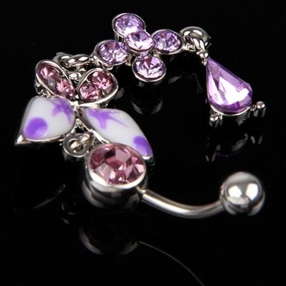 Butterfly Pendant Gemstone Rhinestone Purple