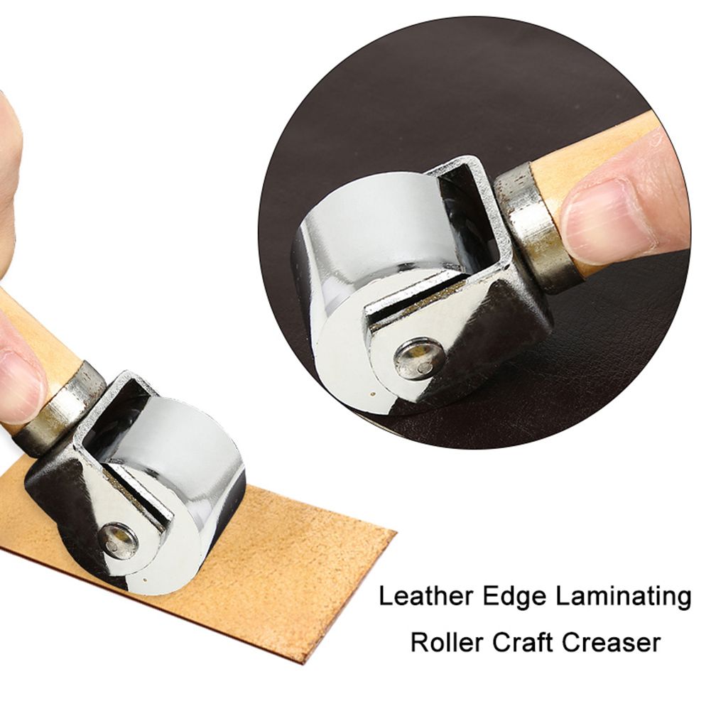 Leather Press Edge Roller Wooden Handle Leather Cr