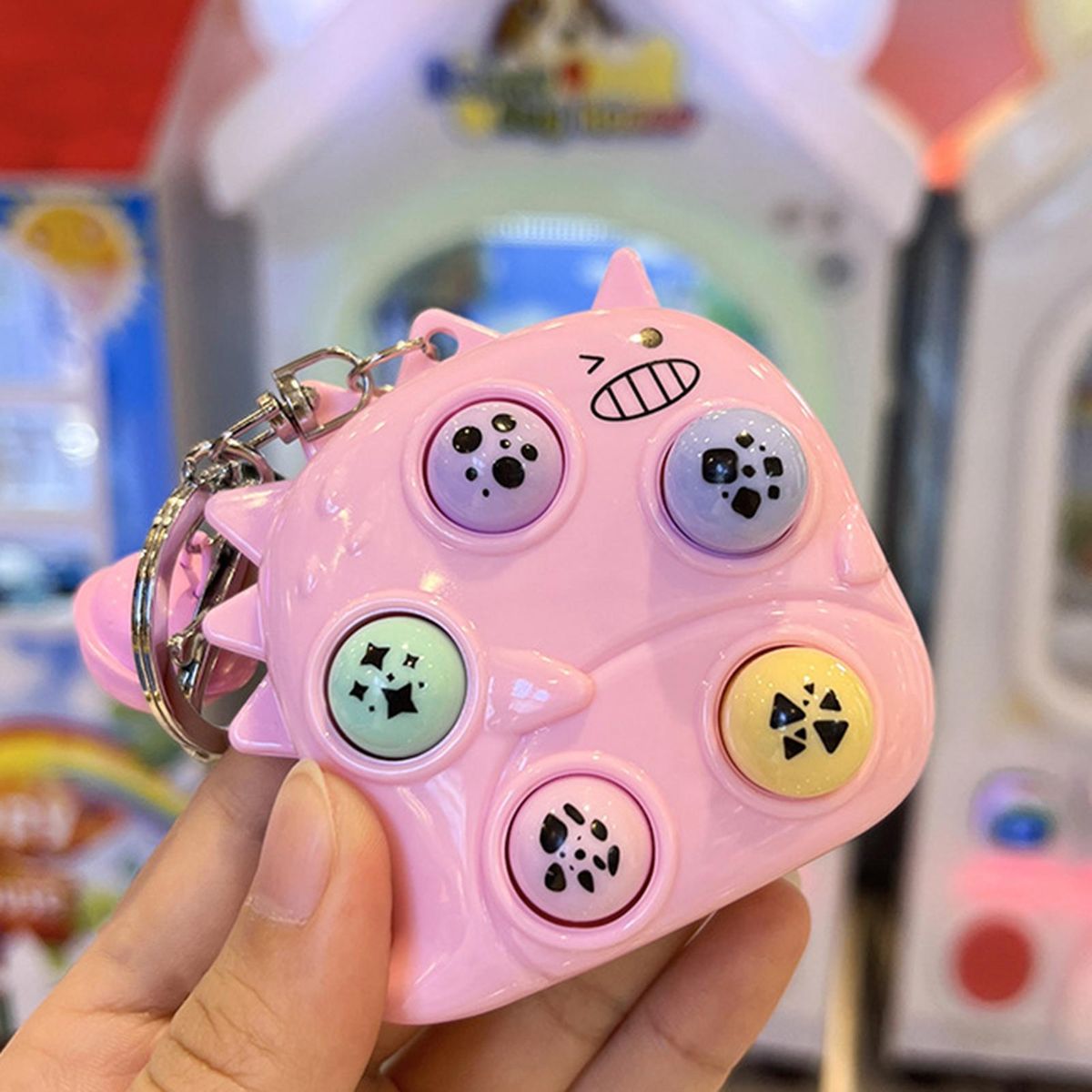 Game Console Keyring Whack-a-mole Keychain Pendant Toy Pink