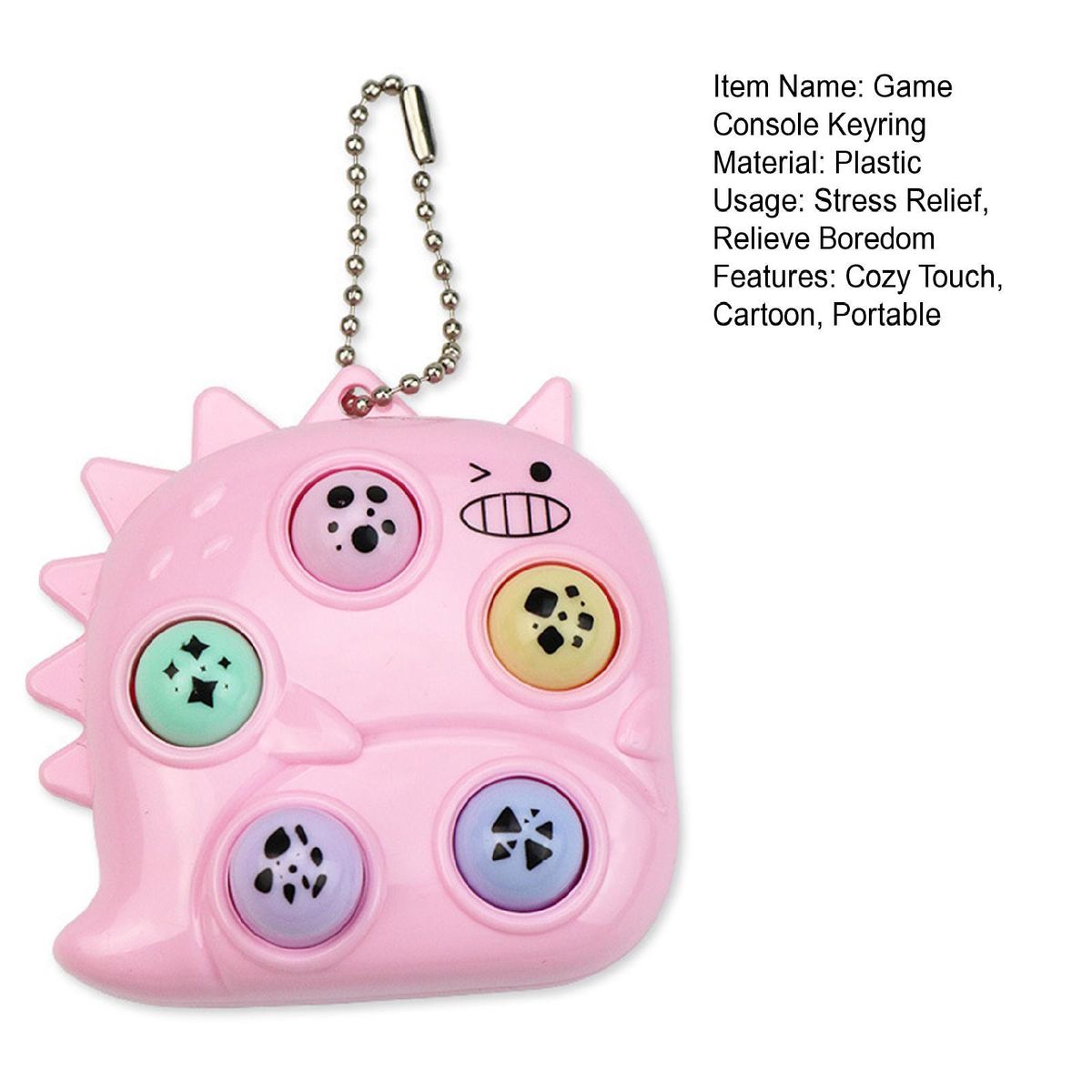 Game Console Keyring Whack-a-mole Keychain Pendant Toy Pink
