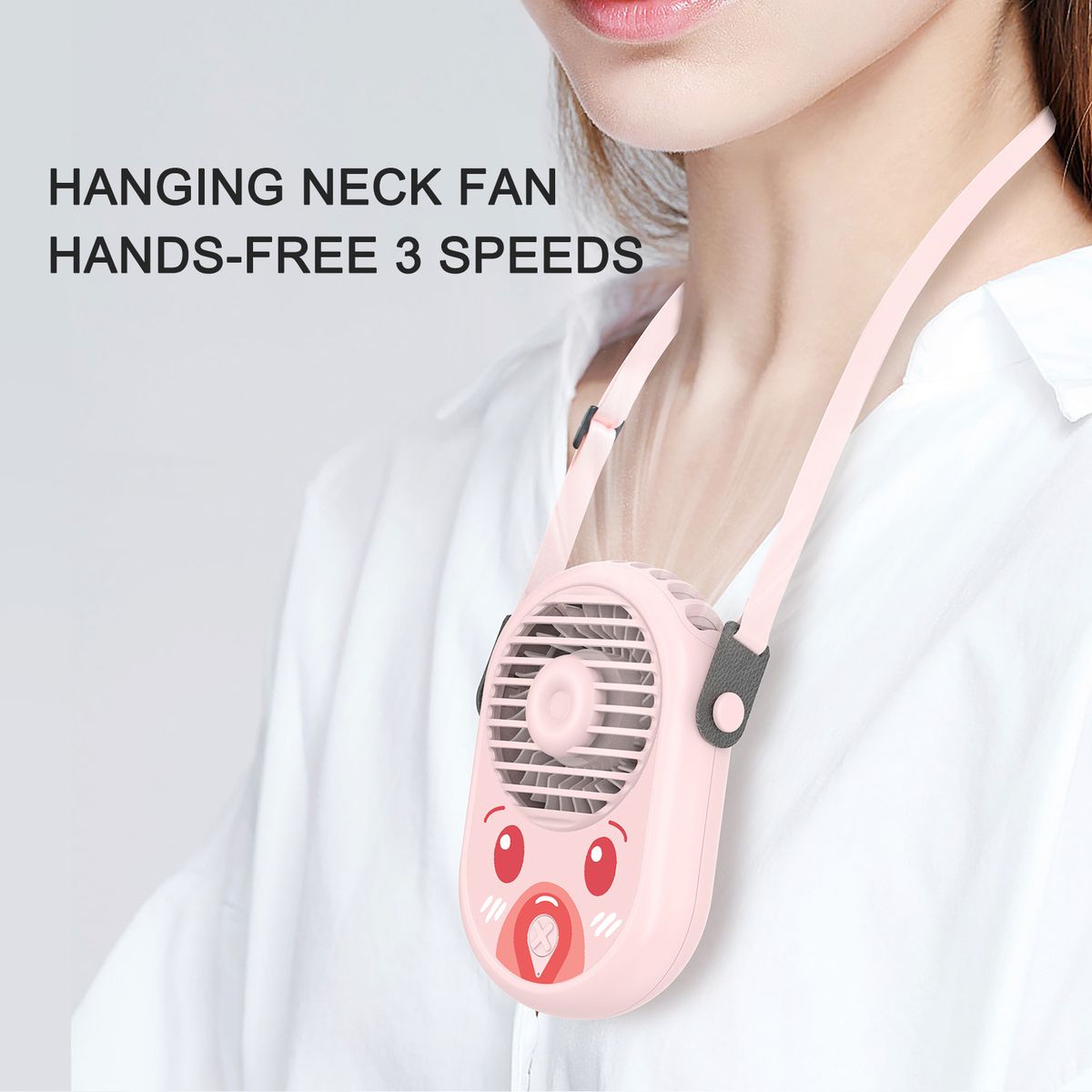 Mini Hanging Neck Fan Hands-free Necklace Fan 3 Speeds
