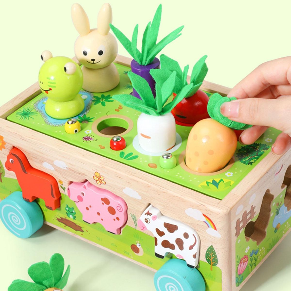 Wooden Learning Toy Farm Car Toy Set Wooden Blocks for Toddlers