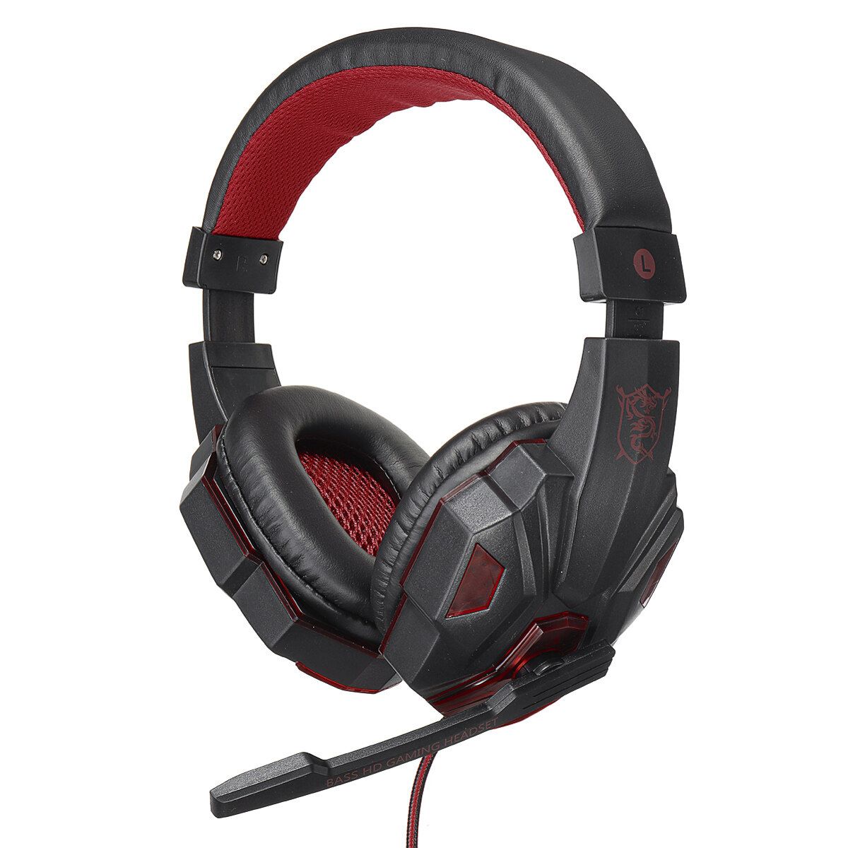 For XBOX ONE PS4 PC Laptop Computer Gaming Headset Surround Bass Stereo Wired Game Earphones Gaming Headphones With Microphone LED Light Black Red