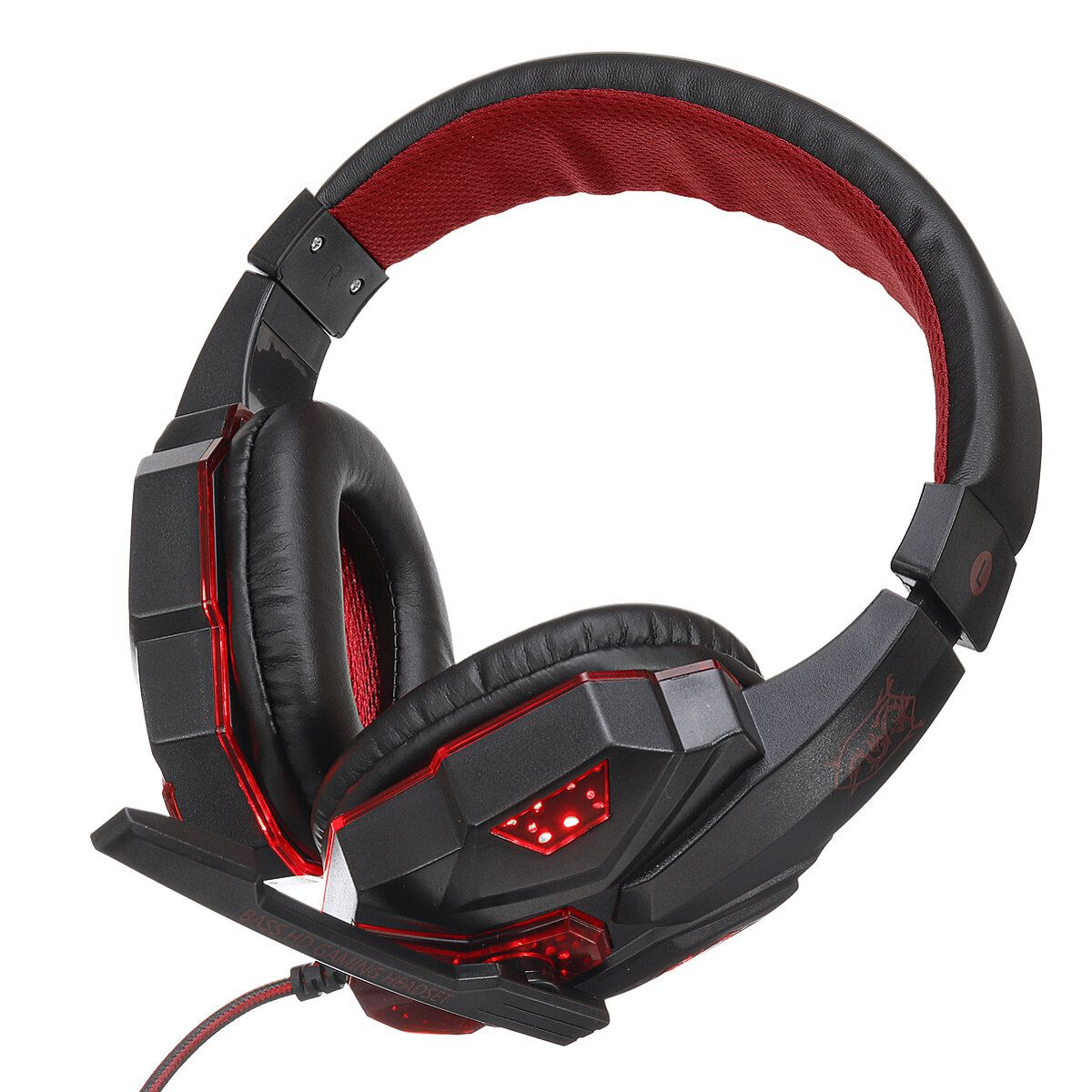 For XBOX ONE PS4 PC Laptop Computer Gaming Headset Surround Bass Stereo Wired Game Earphones Gaming Headphones With Microphone LED Light Black Red