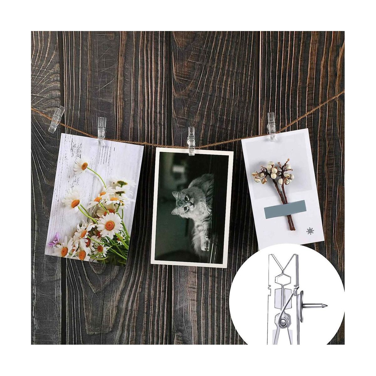 100 Pcs Mini Clear Photo Clips Mini Clothespins Clip