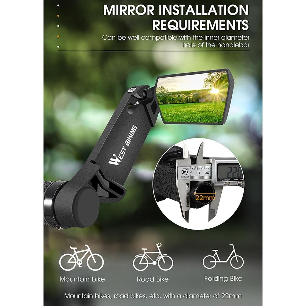 WEST BIKING Universal Bicycle Rearview Mirror Adjustable