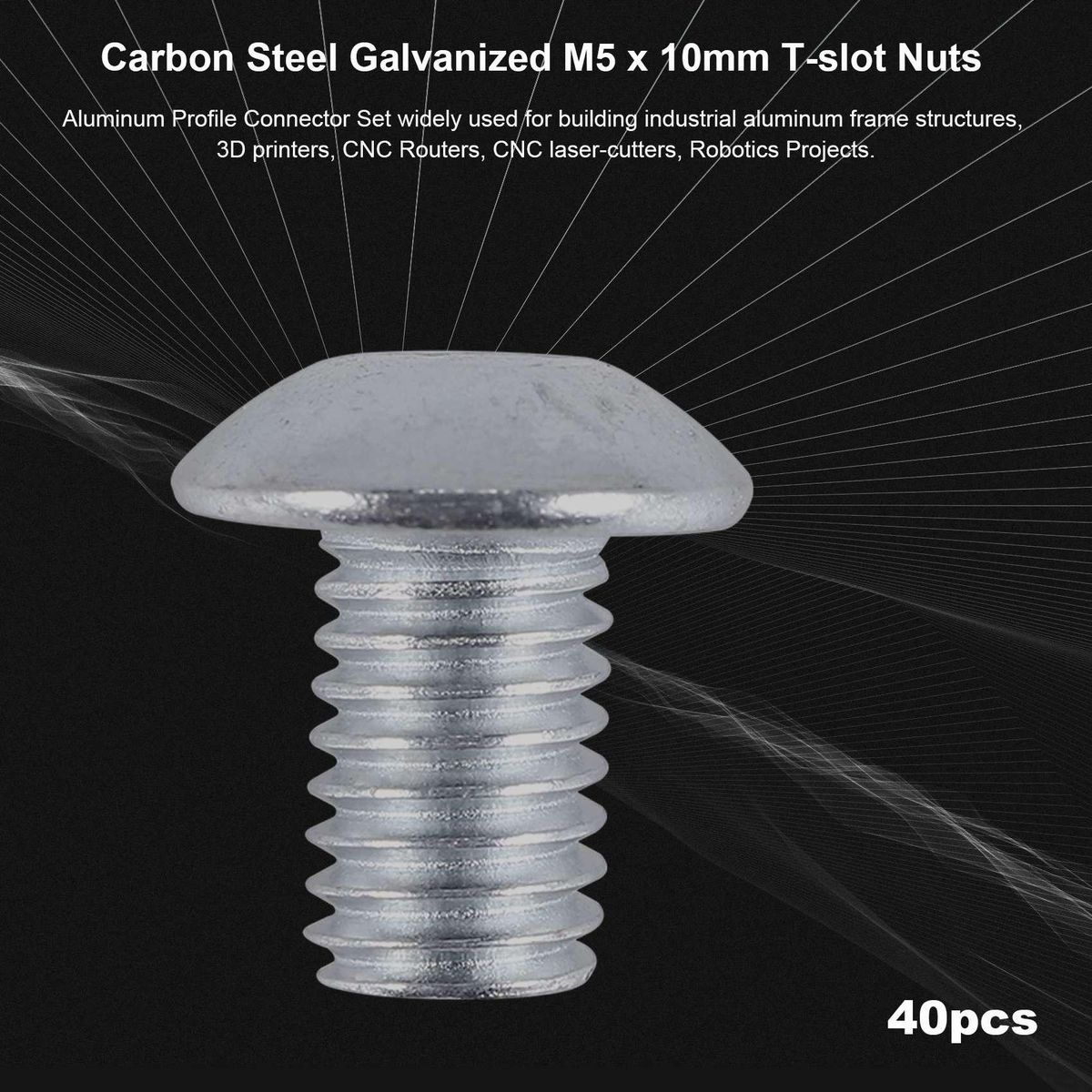 2020 Series Aluminum Connector Set 20pcs Corner Bracket40pcs x 10mm T-slot Nuts 40pcs M5x10mm Hex Socket Cap Screw Bolt for 6mm Slot Aluminum Accessories