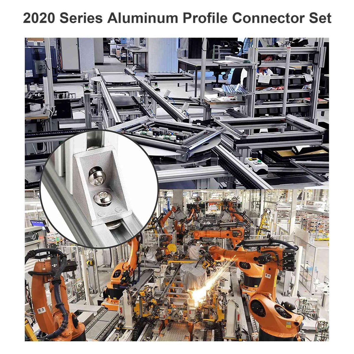 2020 Series Aluminum Connector Set 20pcs Corner Bracket40pcs x 10mm T-slot Nuts 40pcs M5x10mm Hex Socket Cap Screw Bolt for 6mm Slot Aluminum Accessories