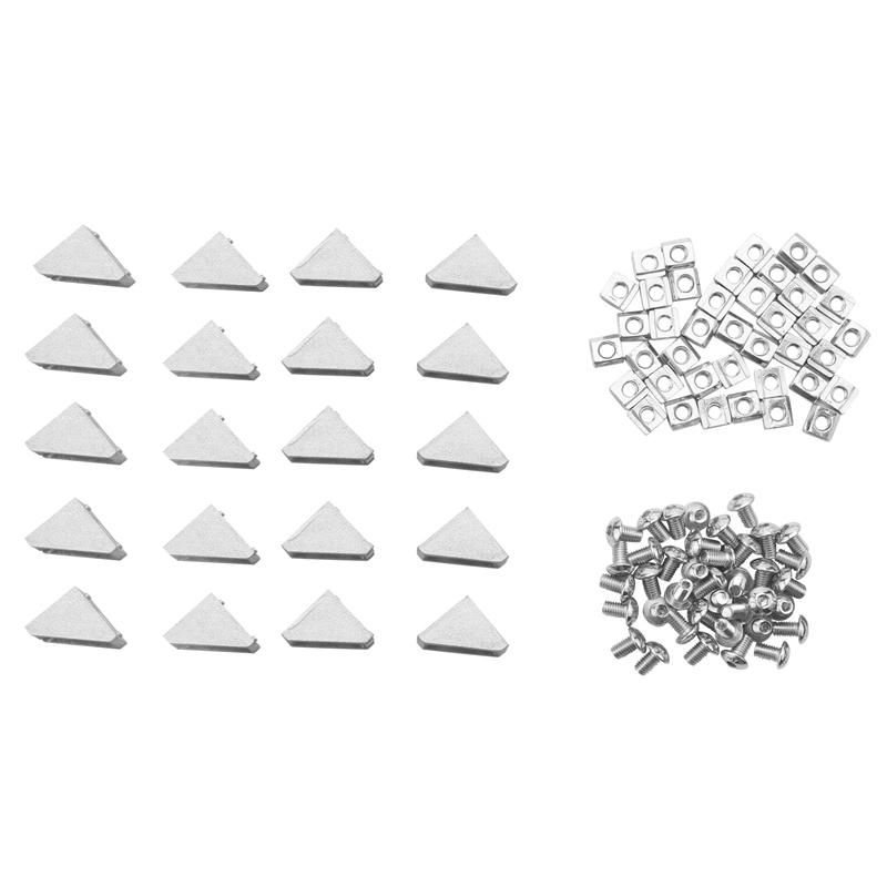 2020 Series Aluminum Connector Set 20pcs Corner Bracket40pcs x 10mm T-slot Nuts 40pcs M5x10mm Hex Socket Cap Screw Bolt for 6mm Slot Aluminum Accessories