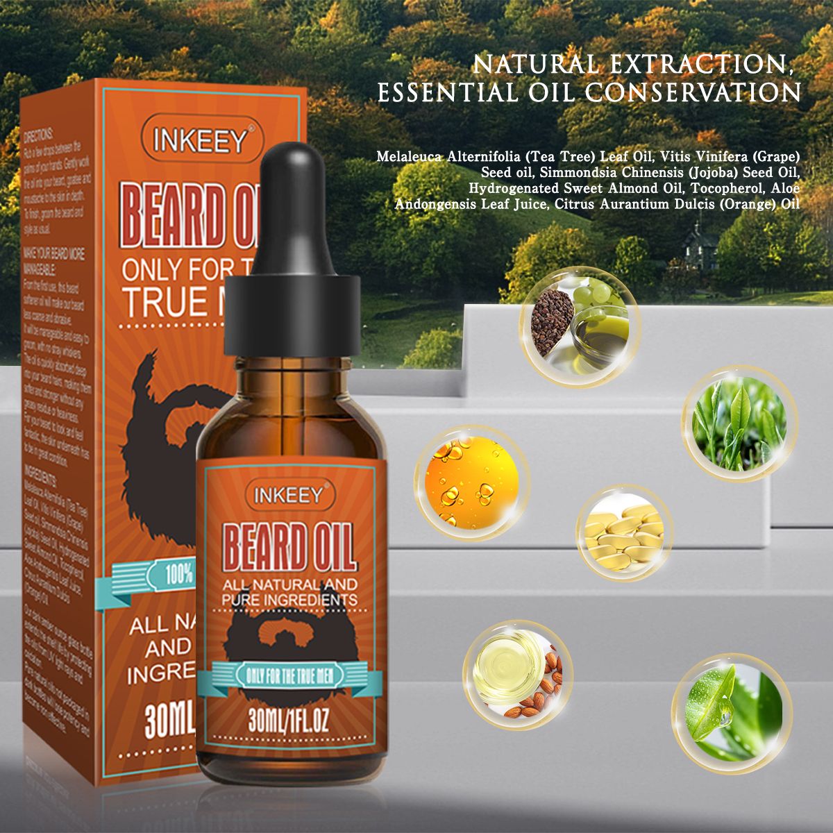 Beard Oil,Beard Growth,6 Organic Premium,Softens Beard 4pcs