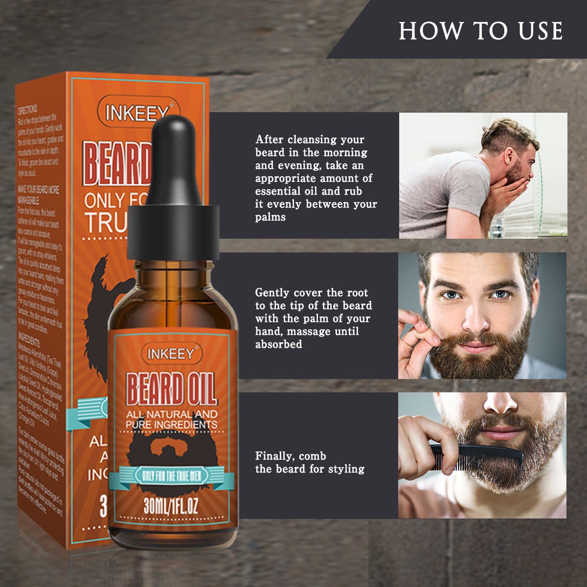 Beard Oil,Beard Growth,6 Organic Premium,Softens Beard 4pcs