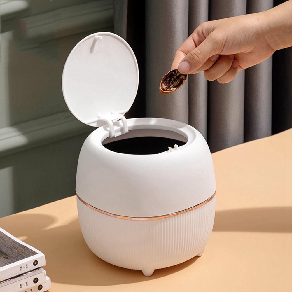 Desktop Trash Can Household Mini Bedside Waste Bin -Pink