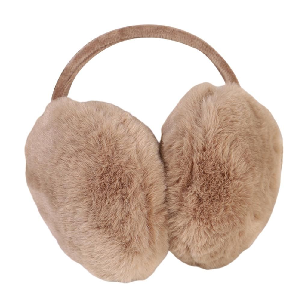 Furry Ear Muffs Earmuffs Headphone Cute Solid For Winter Behind Camel