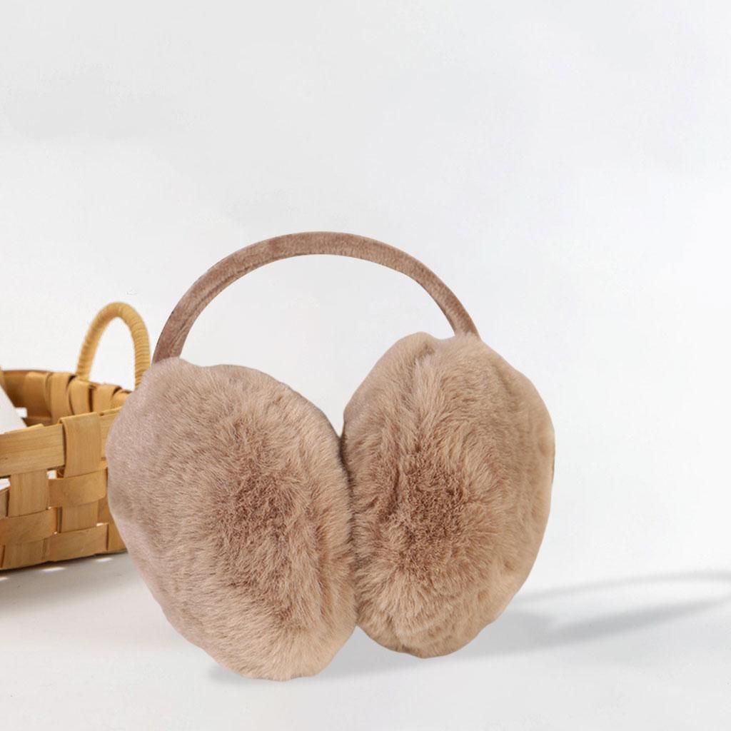 Furry Ear Muffs Earmuffs Headphone Cute Solid For Winter Behind Camel