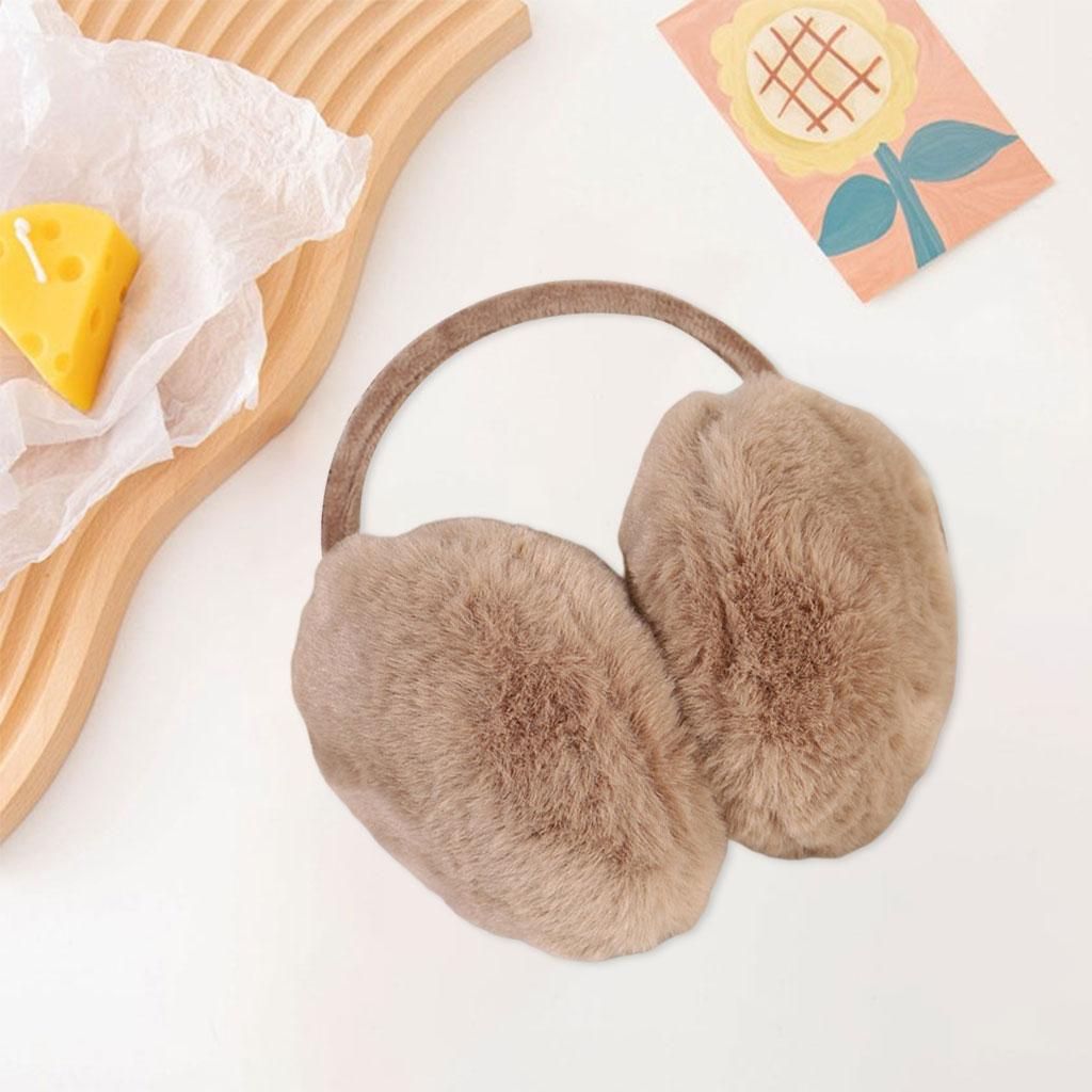 Furry Ear Muffs Earmuffs Headphone Cute Solid For Winter Behind Camel