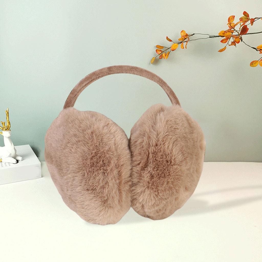 Furry Ear Muffs Earmuffs Headphone Cute Solid For Winter Behind Camel