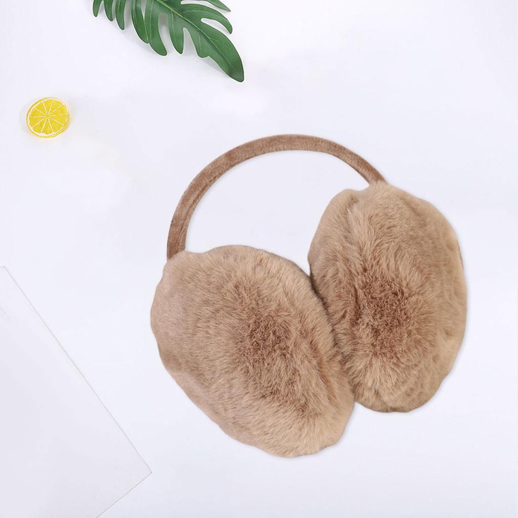 Furry Ear Muffs Earmuffs Headphone Cute Solid For Winter Behind Camel
