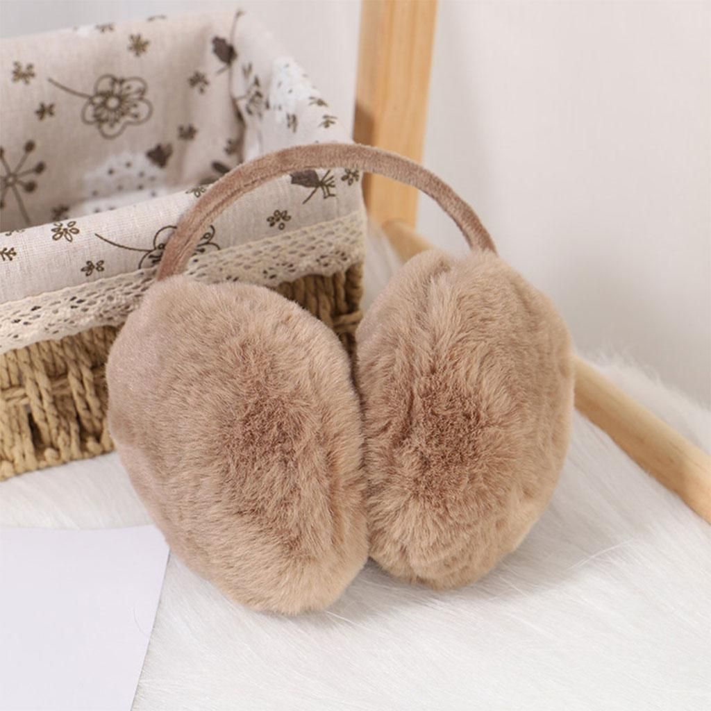 Furry Ear Muffs Earmuffs Headphone Cute Solid For Winter Behind Camel