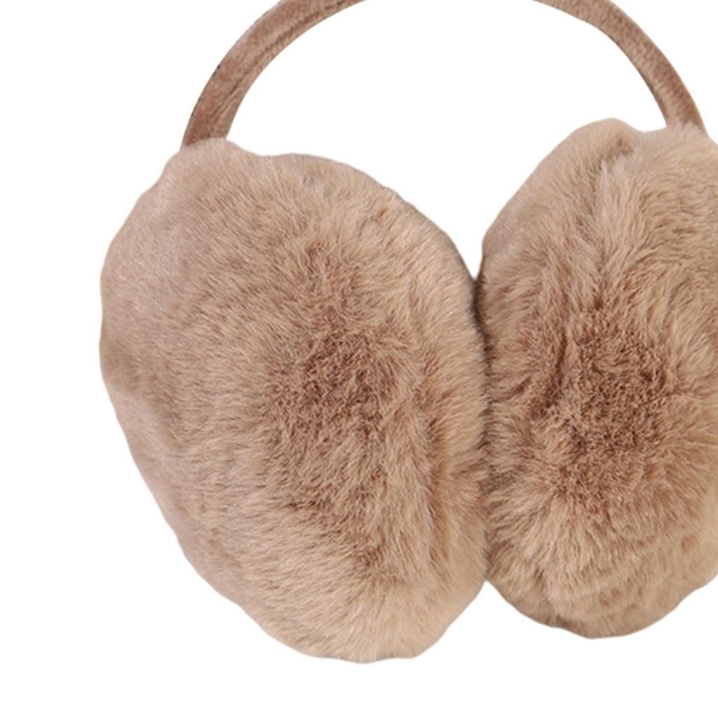 Furry Ear Muffs Earmuffs Headphone Cute Solid For Winter Behind Camel