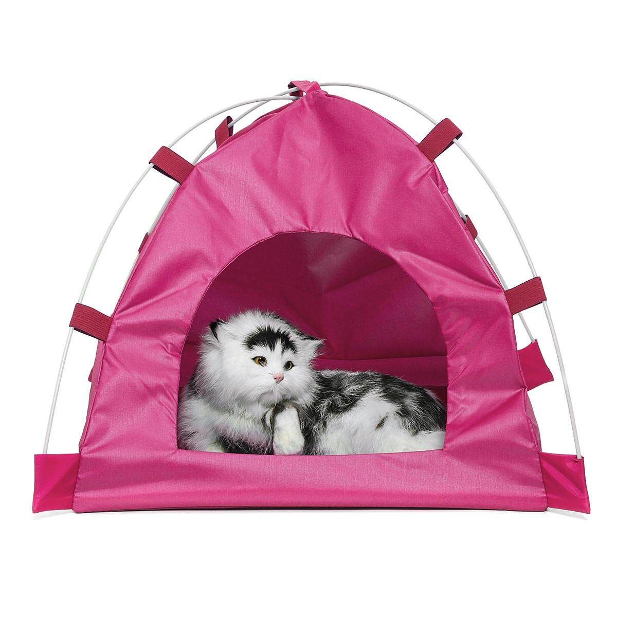 Pet Dog Detachable Tent Outdoor Waterproof Puppy Cat House Cage Kennel Camping-Rose Red