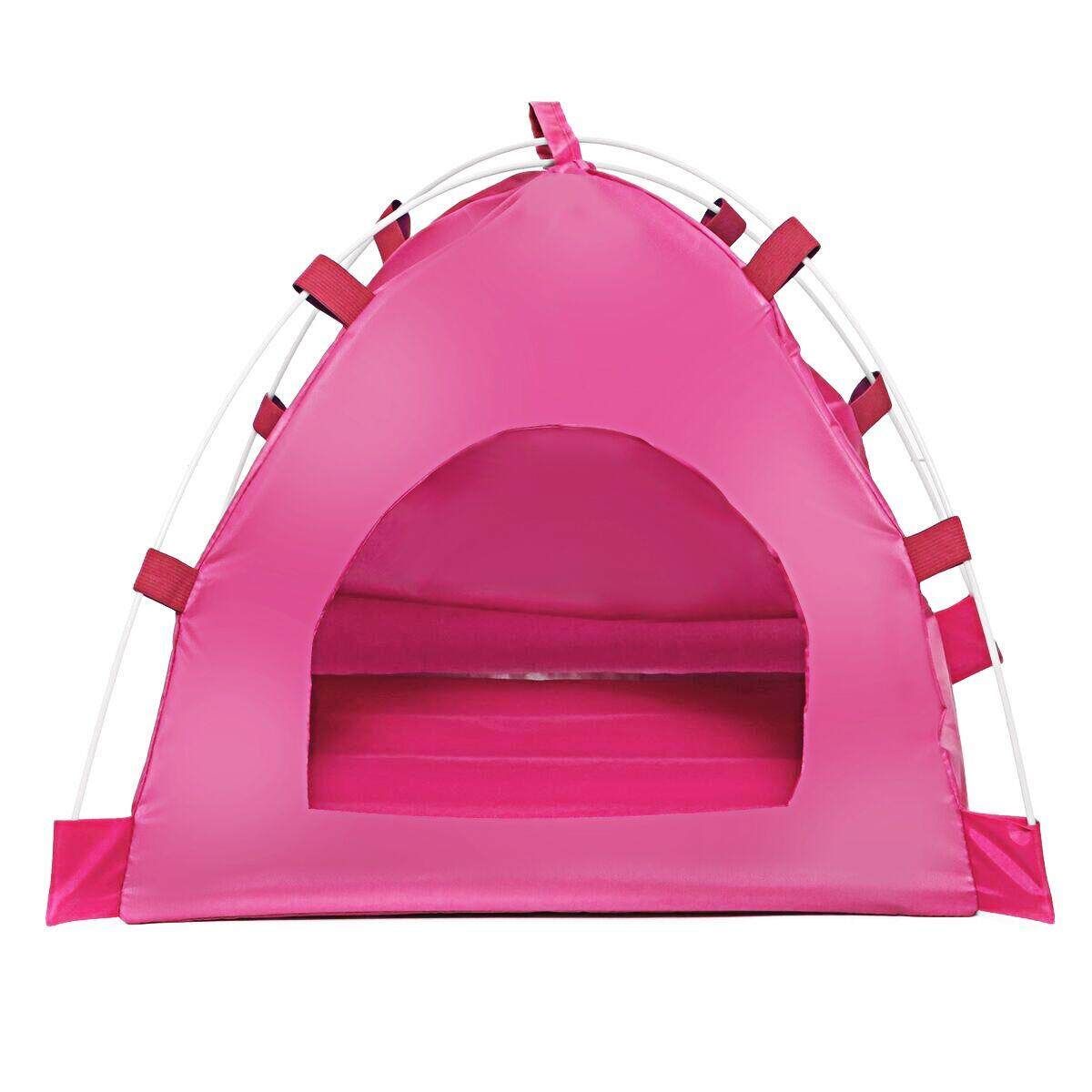 Pet Dog Detachable Tent Outdoor Waterproof Puppy Cat House Cage Kennel Camping-Rose Red