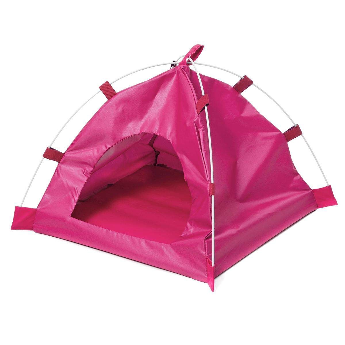 Pet Dog Detachable Tent Outdoor Waterproof Puppy Cat House Cage Kennel Camping-Rose Red