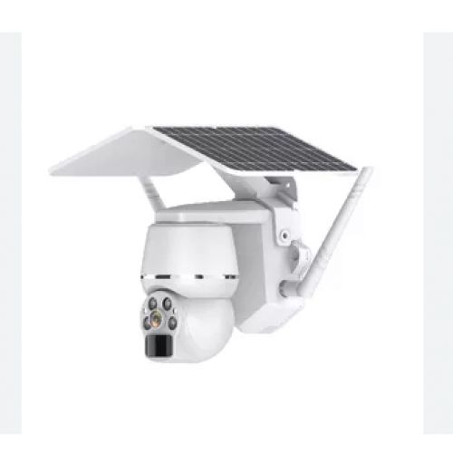 Double Panel Solar PTZ Cctv Camera - White