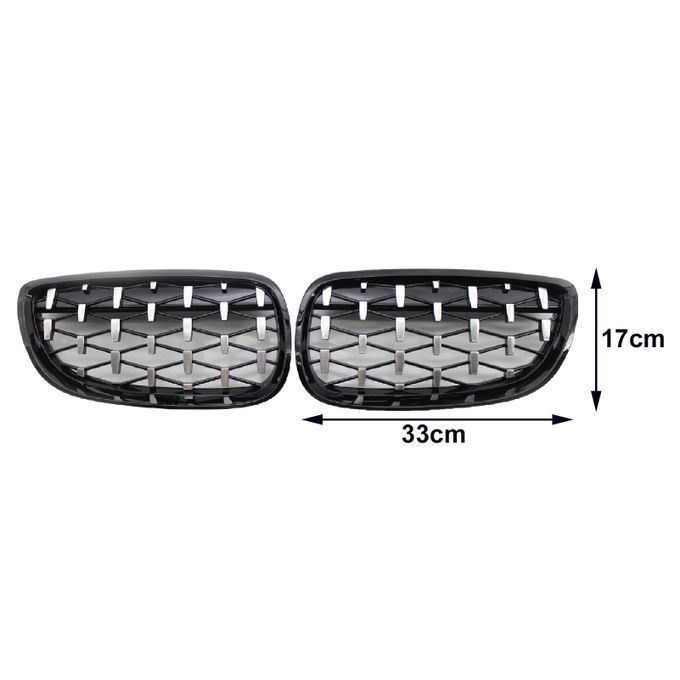 2Pcs Front Kidney Grill Anti-scratch-Black & Silver