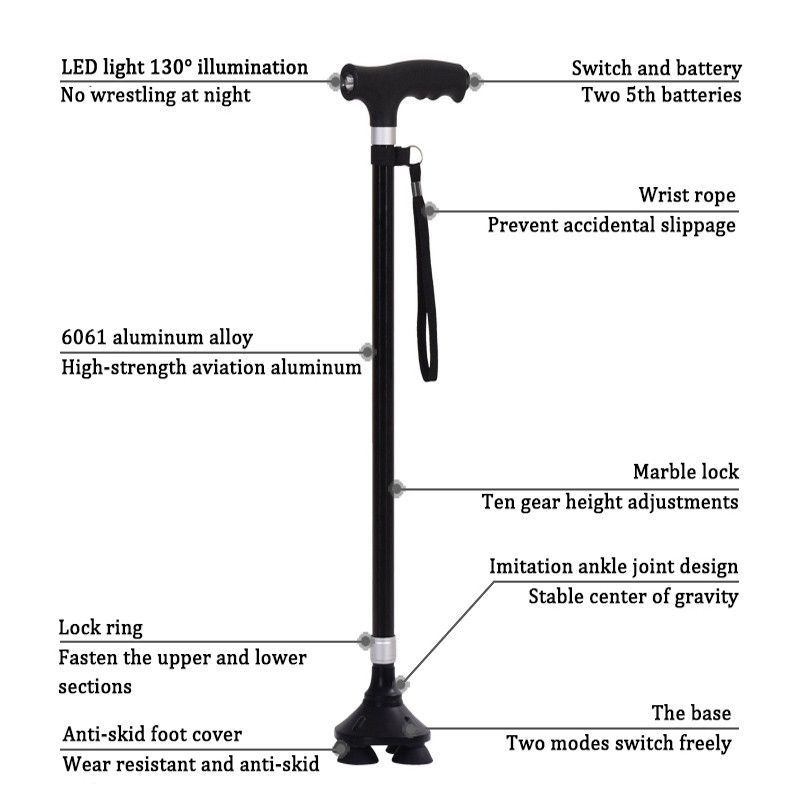 New Old Man Walking Stick Telescopic Canes T Handle Baston