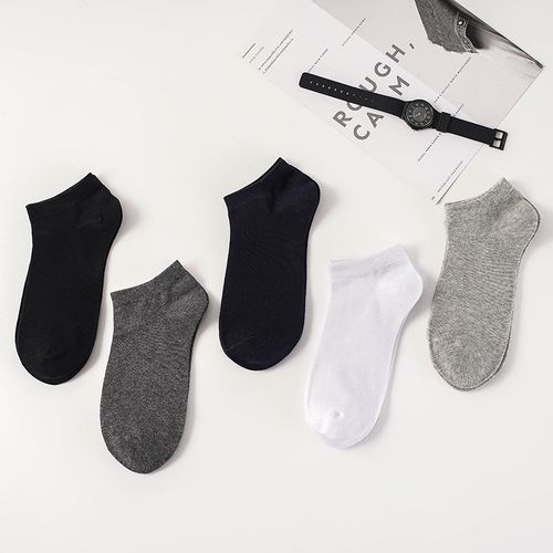 Men Cotton Boat Socks Casual Ankle Socks 5 Pairs