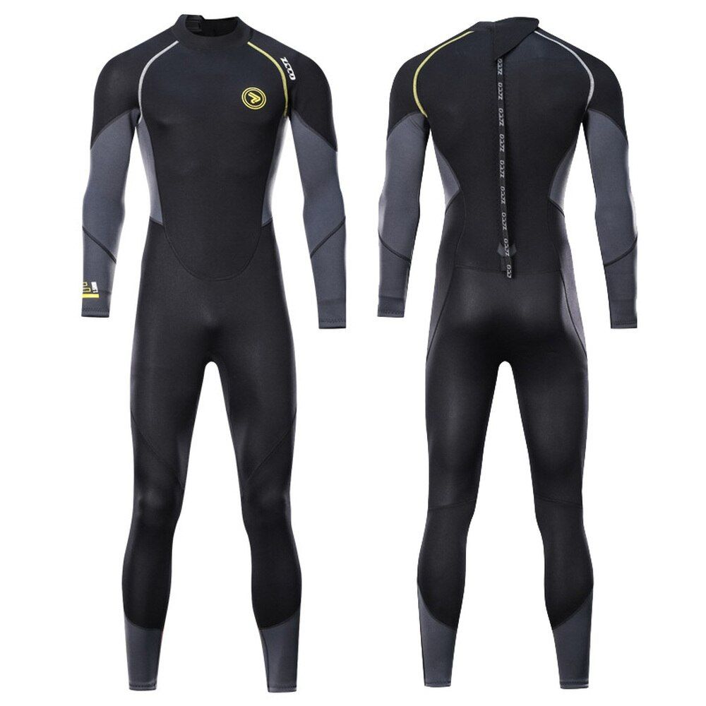 1Pcs Mens Adults 1.5mm Neoprene Diving Suit Full One-piece Wetsuit With Zipper Swim Long Sleeve Cold-proof Wet Suit Kayak Surf Black