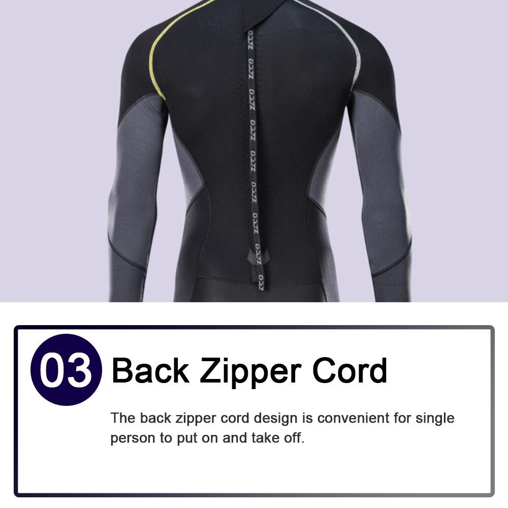 1Pcs Mens Adults 1.5mm Neoprene Diving Suit Full One-piece Wetsuit With Zipper Swim Long Sleeve Cold-proof Wet Suit Kayak Surf Black