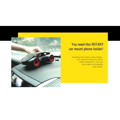 Sports Car Shape 360 Rotation Mobile Phone Holder For Car Dashboard And Desktop - Black