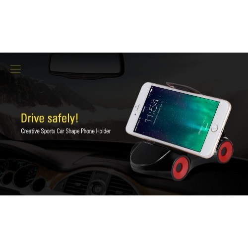 Sports Car Shape 360 Rotation Mobile Phone Holder For Car Dashboard And Desktop - Black