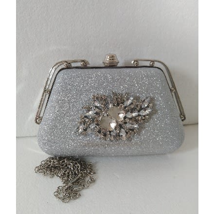 Silver Crystal Clutch Purse