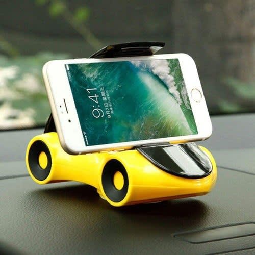 Sports Car Shape 360 Rotation Mobile Phone Holder For Car Dashboard And Desktop - Yellow