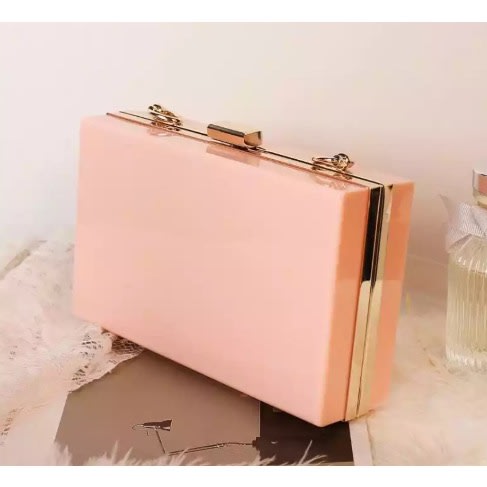 Acrylic Women Evening Box Party Clutch Purse- Apricot