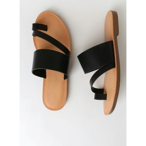 Quality Black Female Leather Slips