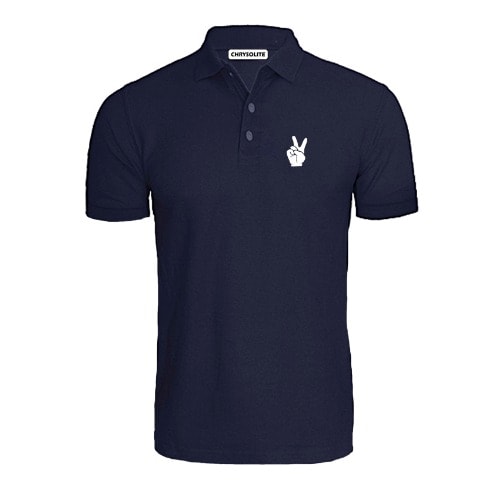 Make Peace Polo T-shirt - Navy Blue
