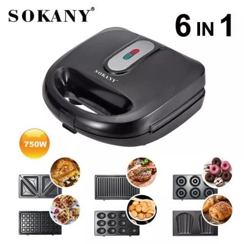6 In 1 Sandwich Maker + Grill + Toaster + Waffle Maker
