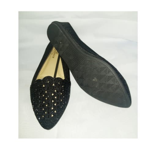 Perforated Flat Slip On - Black
