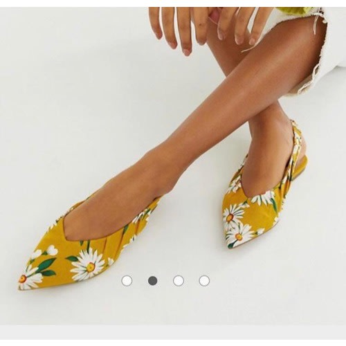 Mustard Slingback Pointed Flat Shoe