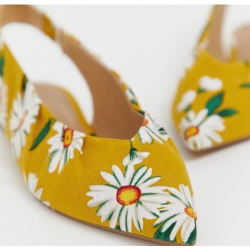 Mustard Slingback Pointed Flat Shoe