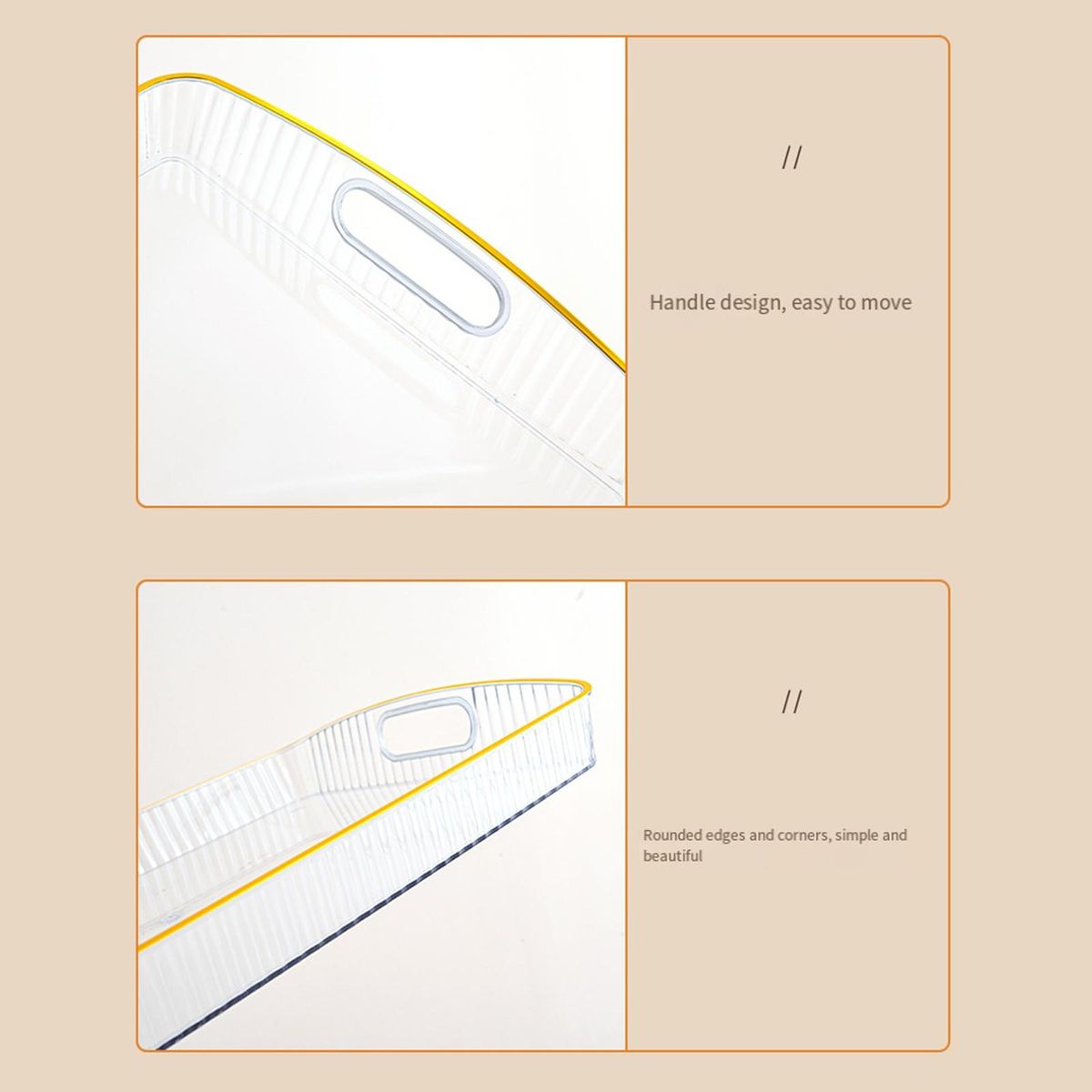 Non-slip Base Tray Transparent Thickened Serving Tray with for Tea White