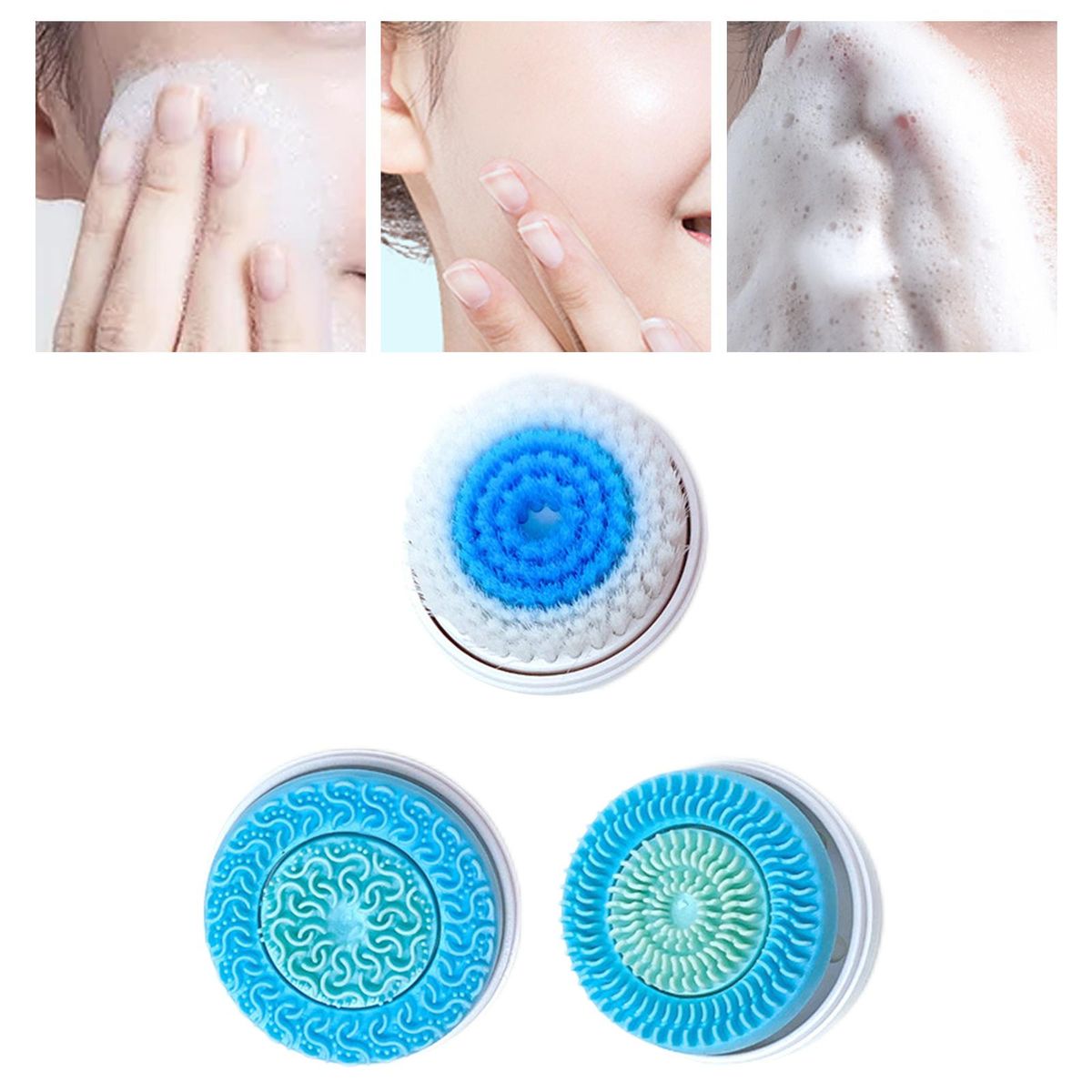 Facial Cleansing Brush Massager Head Face  For Powered Blue